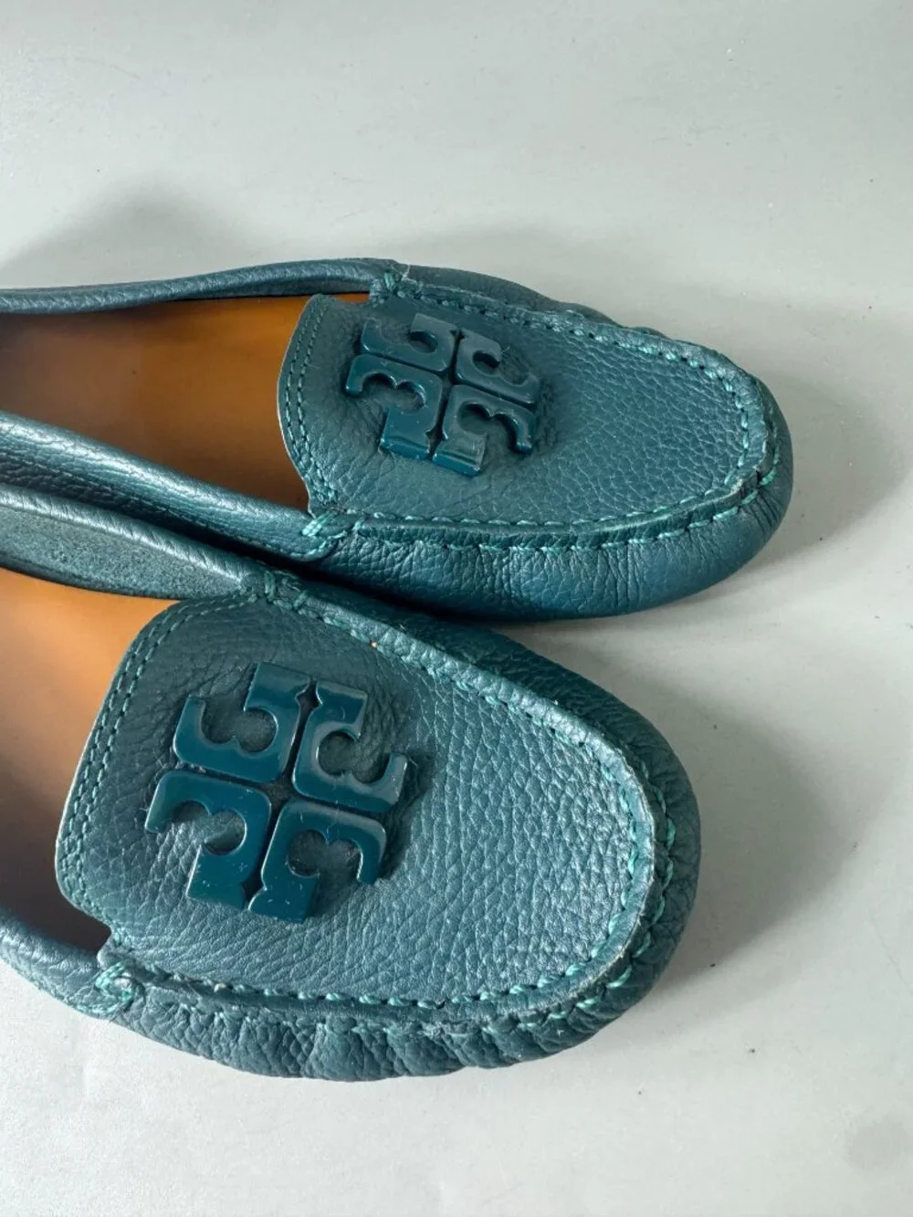 Tory Burch Teal Leather Loafers, Size 7 1/2